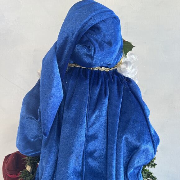 Vintage Santa Tree Topper 24 Blue Robe w/Snowman,Bear & Basket VTG Xmas Decor - Picture 9 of 11